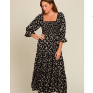 Floral Black and White Maxi Dress